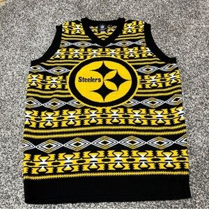 Pittsburgh Steelers Sweater Vest Mens Size M NFL Ugly Aztec Logo Christmas